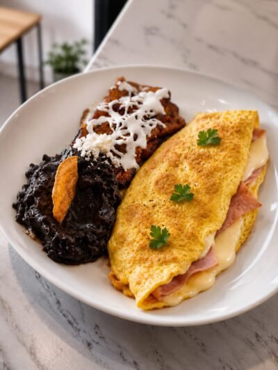 Omellete con jamón y queso
